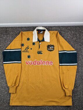 Australia Rugby Union Jersey Mens XL Canterbury Vodafone Wallabies Shirt Cotton